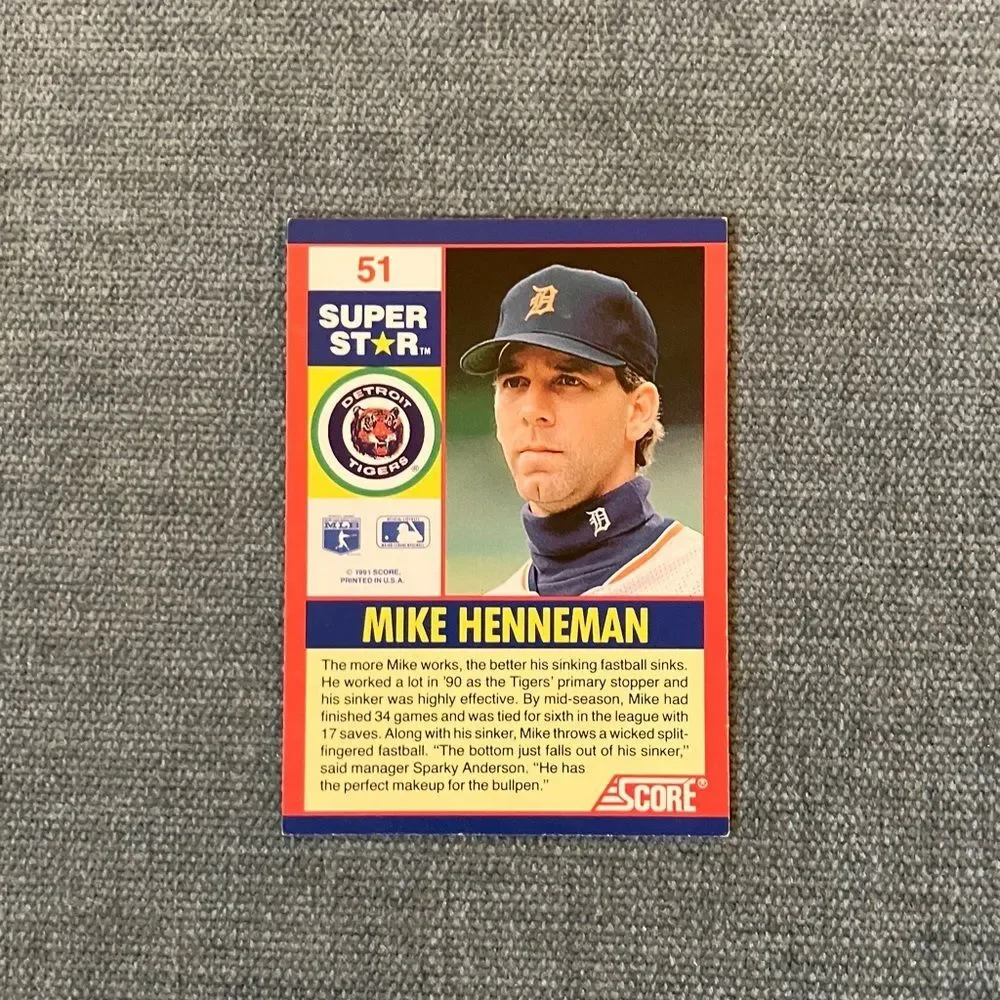 1991 Score Detroit Tigers Baseball Card Trading Card
